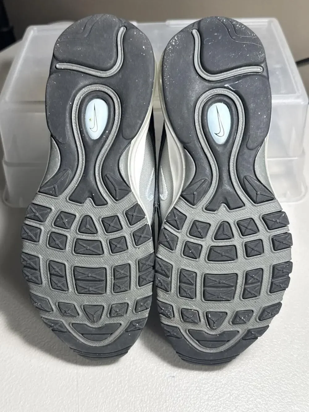 Nike Air Max 97 Black/White/Signal Light Blue Athletic Shoes 5Y‎ Excellent NICE